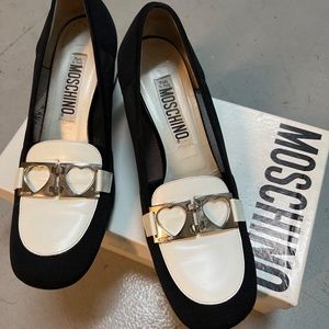 Moschino Black and White Lofter-Style Heels